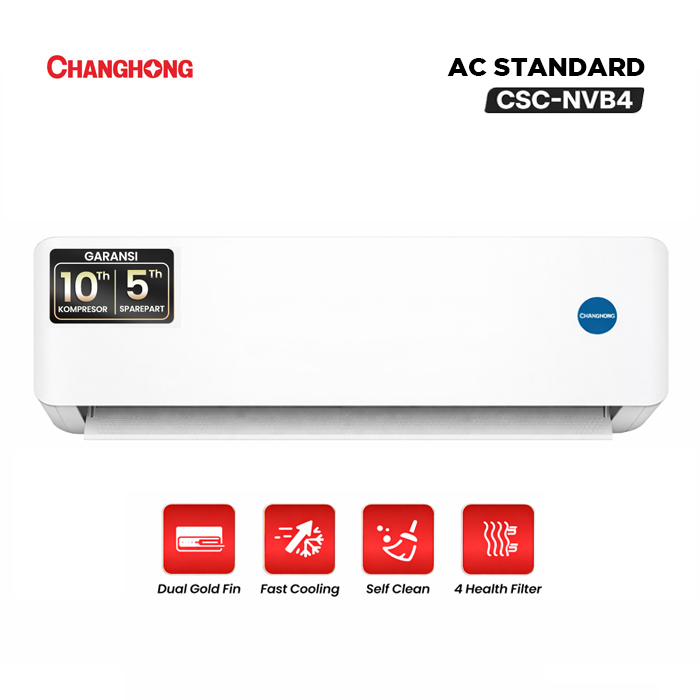 Changhong AC Wall Mounted Split Standard Gold Fin 1/2 PK ( 0.5 PK ) - CSC05NVB4 | CSC-05NVB4